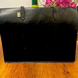 Black Leather Beis Work Bag